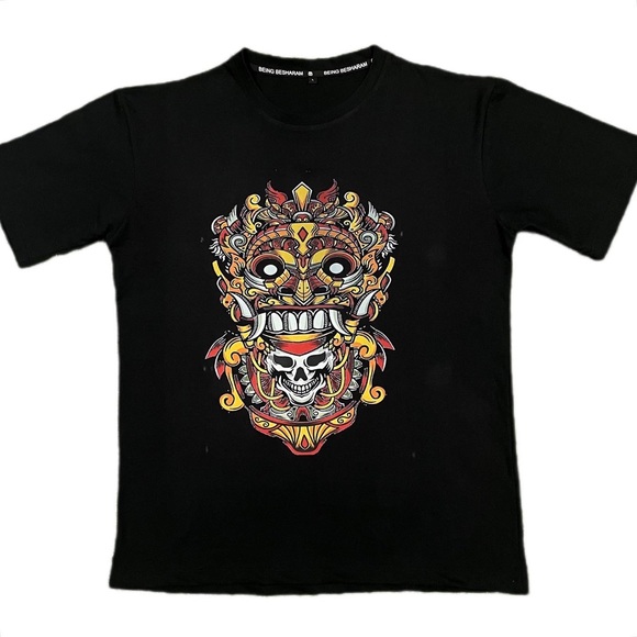Barong mask crew neck black unisex graphic T-shirt - Picture 2 of 5
